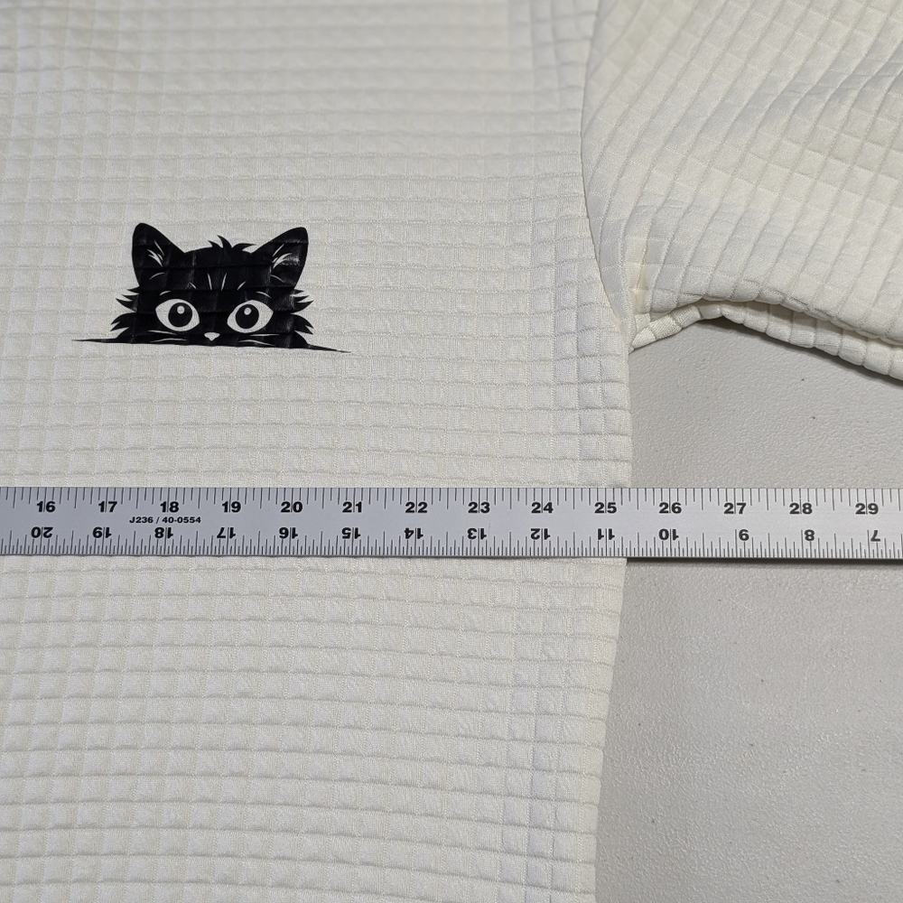Lightweight waffle sweatshirt, cat print - Picture 6 of 8